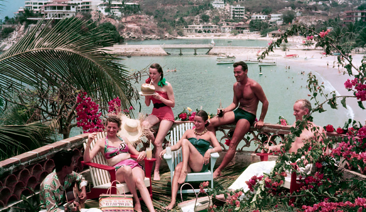 Cocktails on the terrace, Acapulco, 1950s