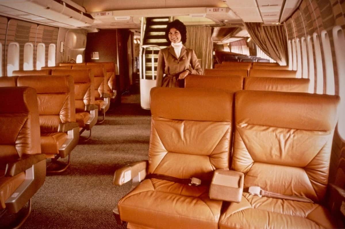 First Class cabin, Braniff, 1970s