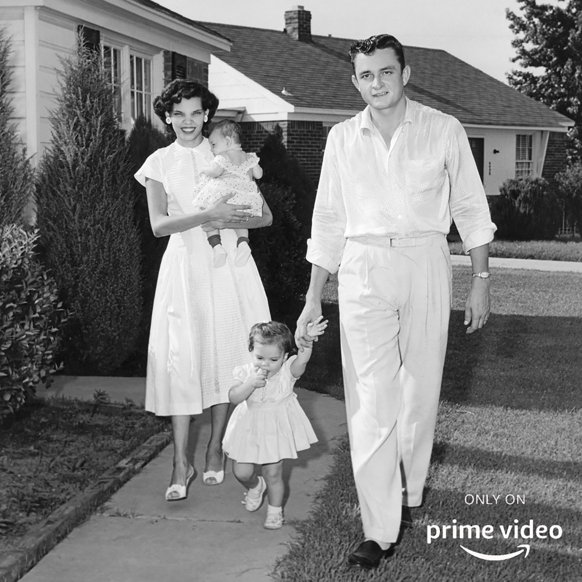 Vivian and Johnny Cash, with daughters, 1953. Courtesy of Amazon Prime