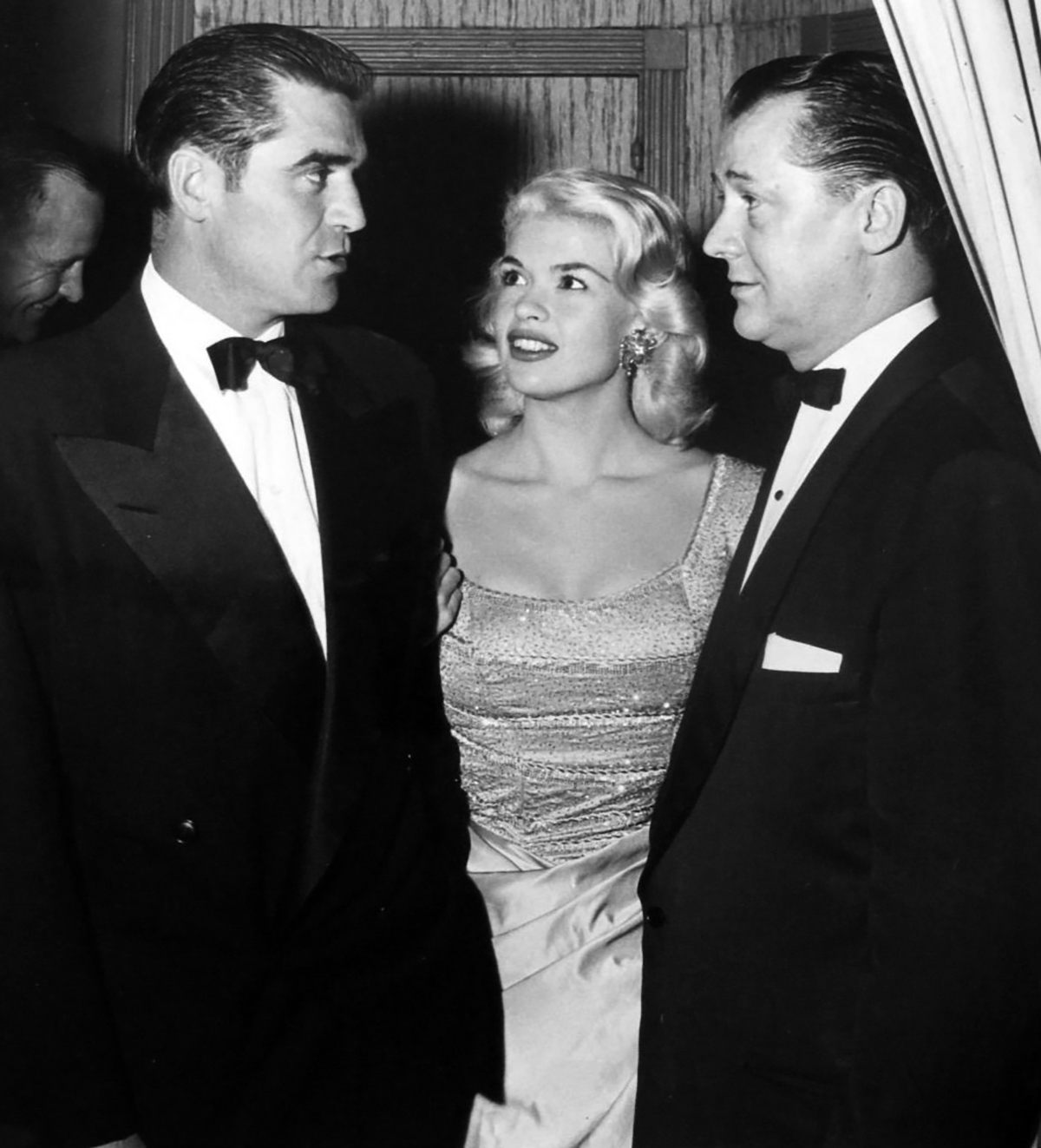 Steve_Cochran, Jayne_Mansfield and unidentified man,1957. Photo courtesy of publicty photo