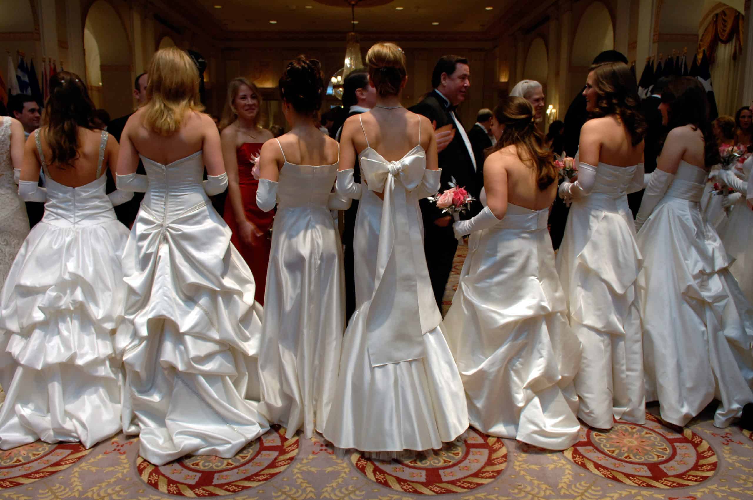 The receiving line at the 52nd International Debutante Ball at the Waldorf Astoria Hotel in NYC