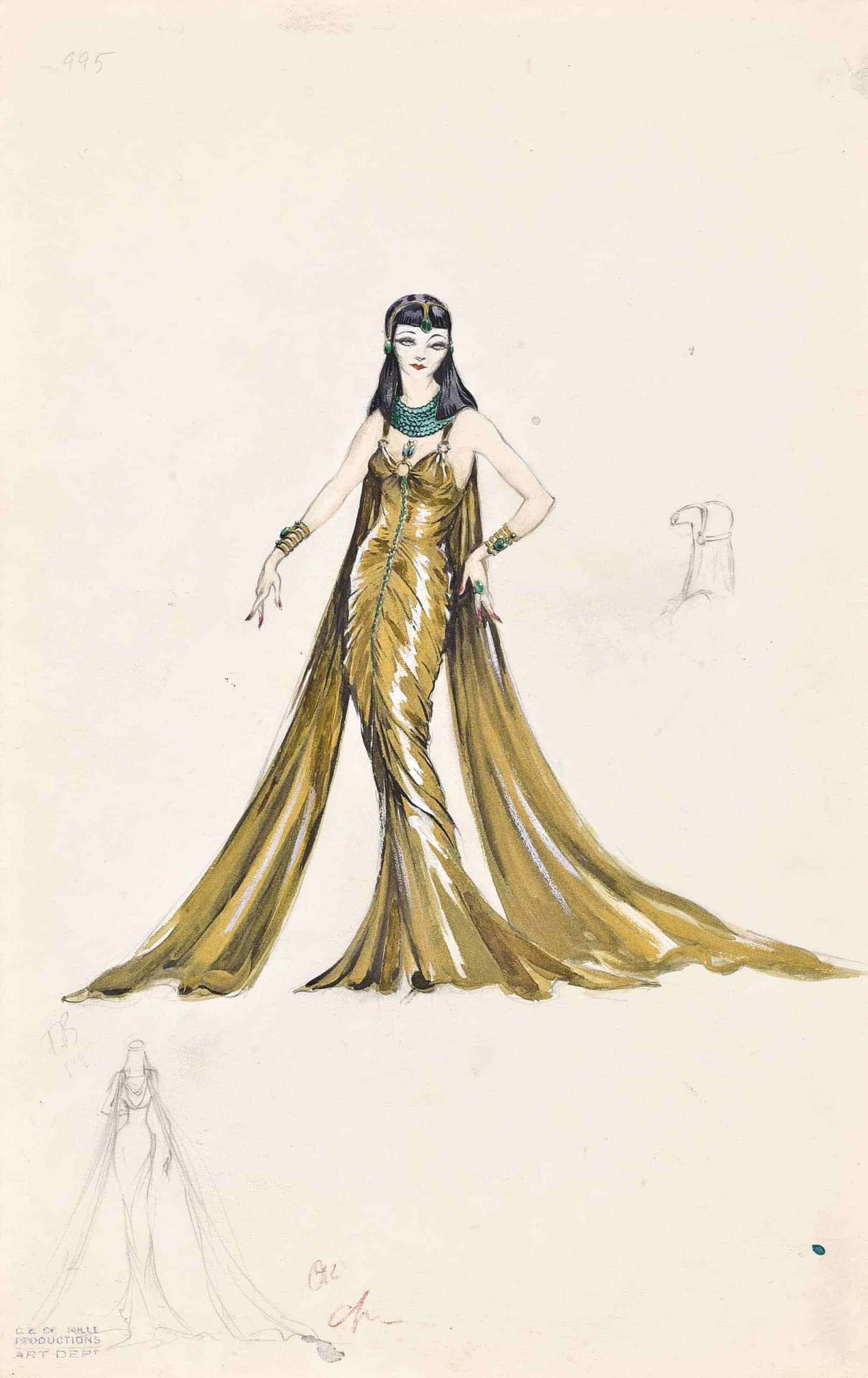 Sketch by Travis Banton for Cleopatra, 1934
