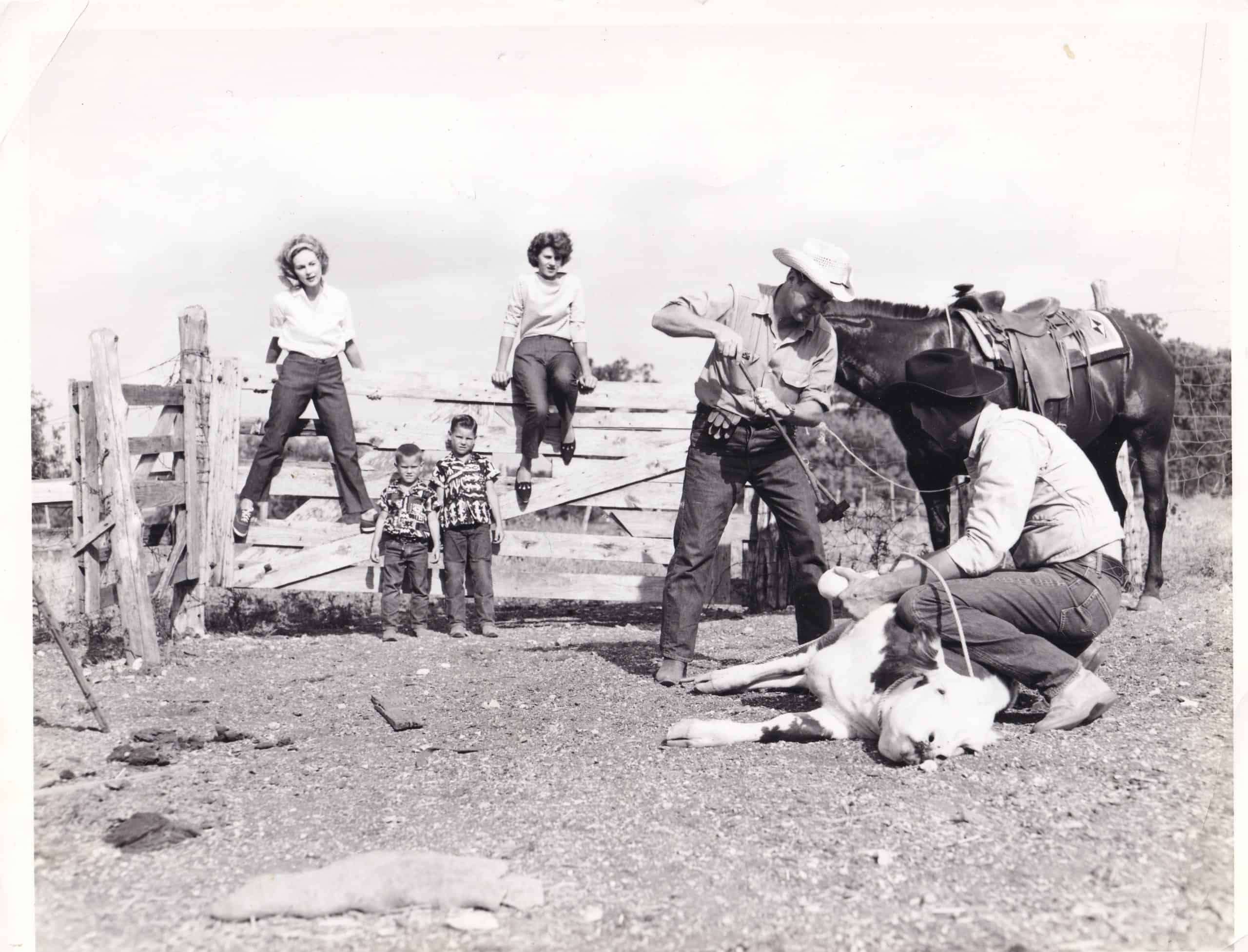 Grace Jones, far left, at her family ranch, 1940s