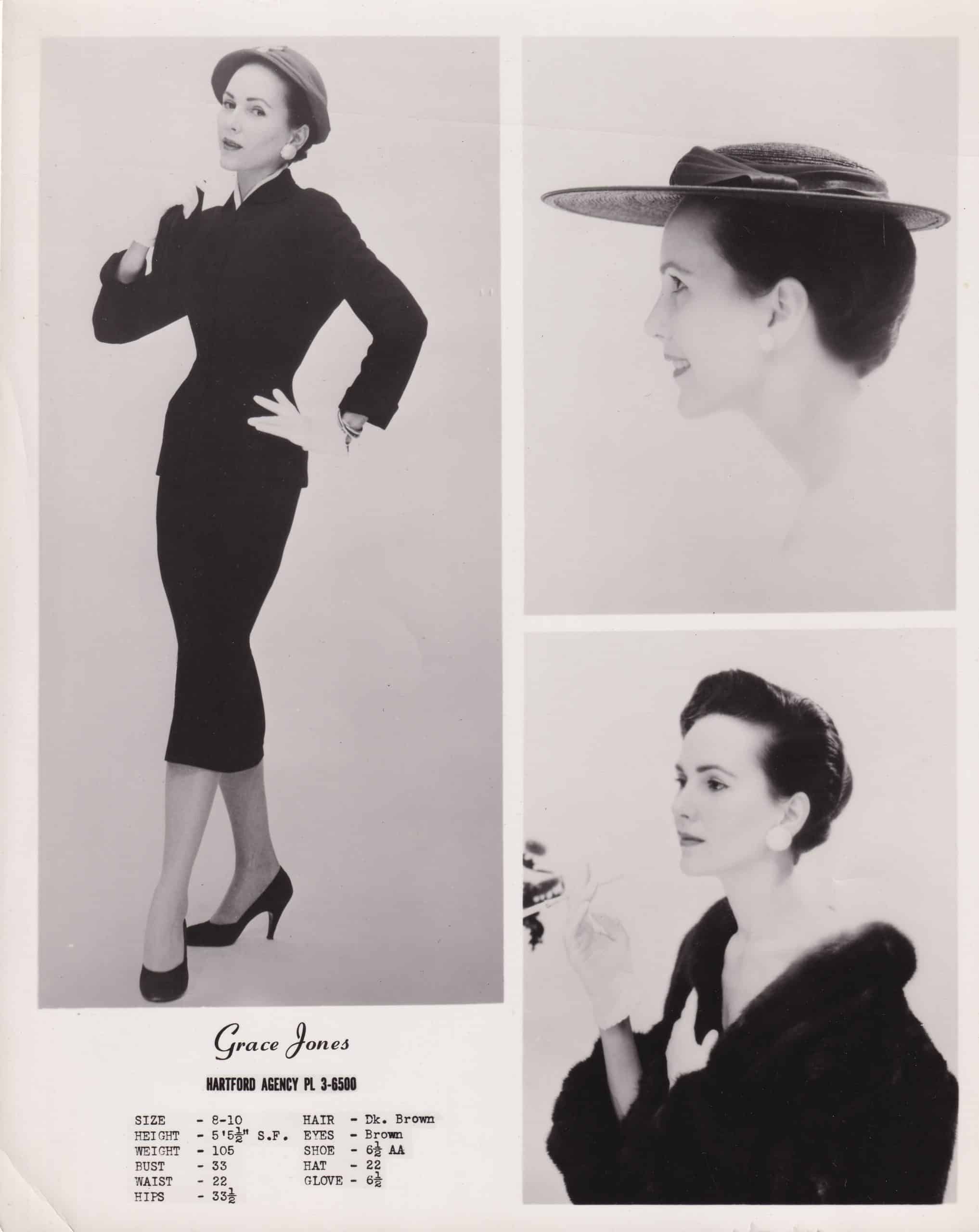 NCN Grace Jones_ model comp card, late 1940s